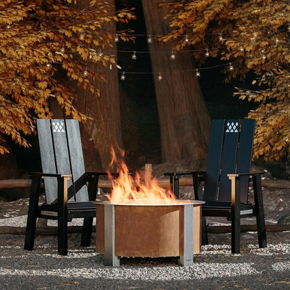 X Series 28 Inch Round Corten Steel Wood-Burning Fire Pit in Stainless Steel by Breeo