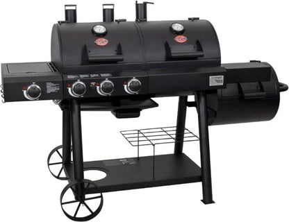 Char-Griller Texas Trio 3-Burner Dual Fuel Grill with Smoker