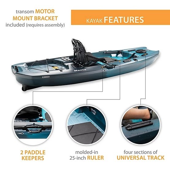 Aurora Fusion Lifetime Manta 10 ft. Sit-On-Top Angler Kayak