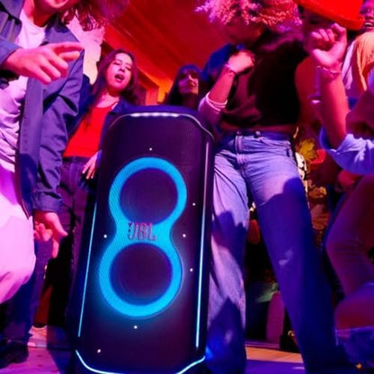 JBL Partybox Ultimate – Multi Purpose Party Speaker, with Wi-fi & Bluetooth Connectivity, Wireless, Lightshow, IPx4 Slashproof, Dual Mic & Guitar Inputs, Handle & Sturdy Wheels, Black