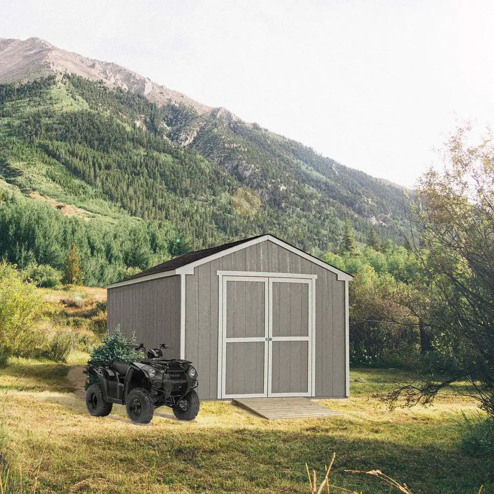 Professionally Installed Princeton 10 Ft. X 10 Ft. Outdoor Wood Storage Shed with Driftwood Grey Shingles (100 Sq. Ft.)